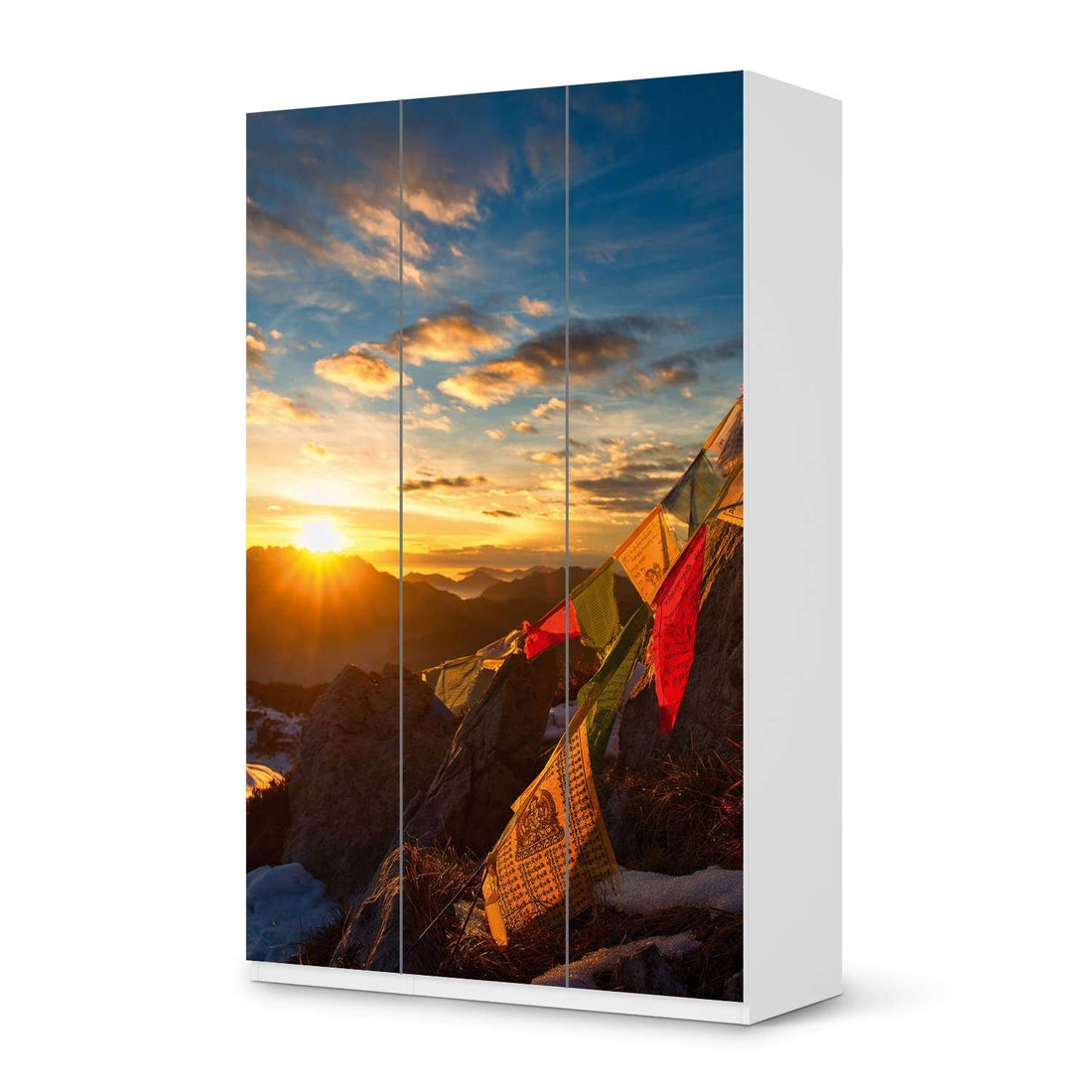 Selbstklebende Folie Tibet - IKEA Pax Schrank 236 cm Höhe - 3 Türen - weiss