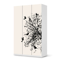 Selbstklebende Folie Tree and Birds 2 - IKEA Pax Schrank 236 cm Höhe - 3 Türen - weiss