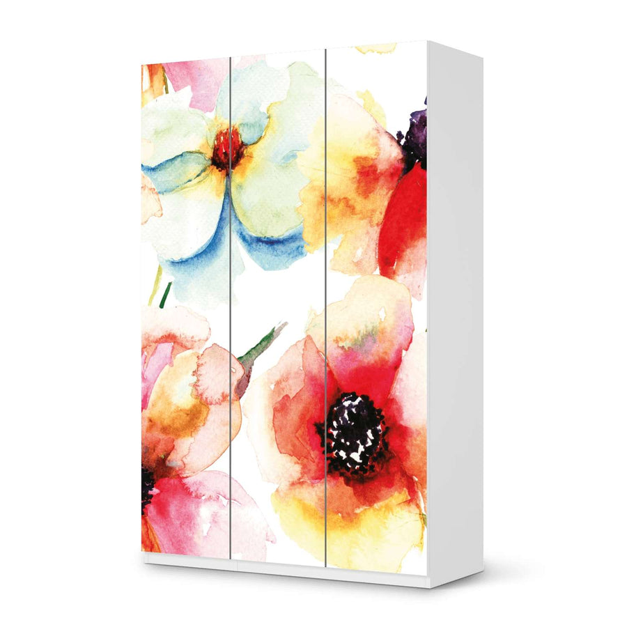 Selbstklebende Folie Water Color Flowers - IKEA Pax Schrank 236 cm Höhe - 3 Türen - weiss