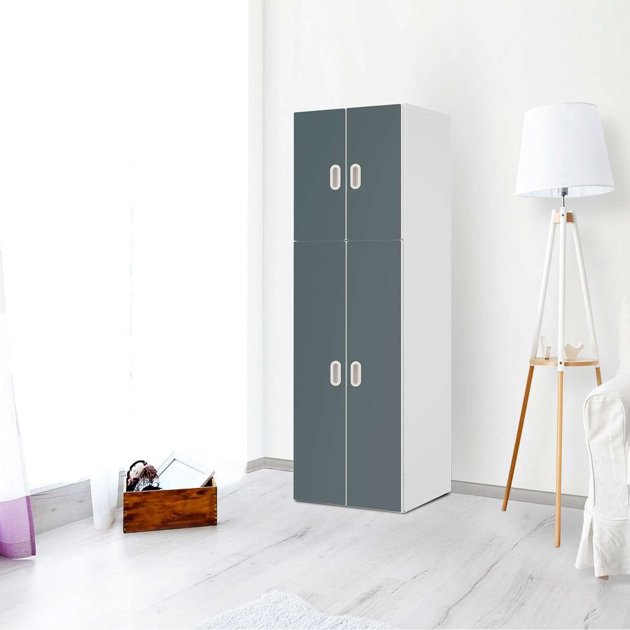 Selbstklebende Folie Blaugrau Light - IKEA Stuva / Fritids kombiniert - 2 große Türen und 2 kleine Türen - Kinderzimmer
