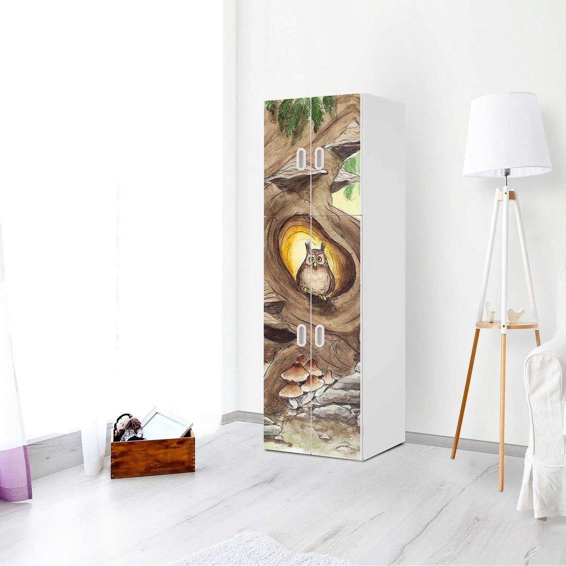 Selbstklebende Folie Eulenbaum - IKEA Stuva / Fritids kombiniert - 2 große Türen und 2 kleine Türen - Kinderzimmer