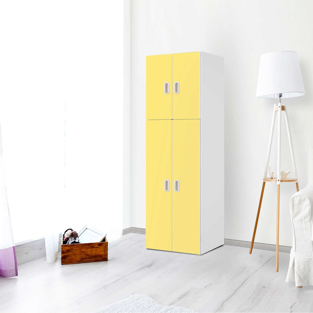 Selbstklebende Folie Gelb Light - IKEA Stuva / Fritids kombiniert - 2 große Türen und 2 kleine Türen - Kinderzimmer