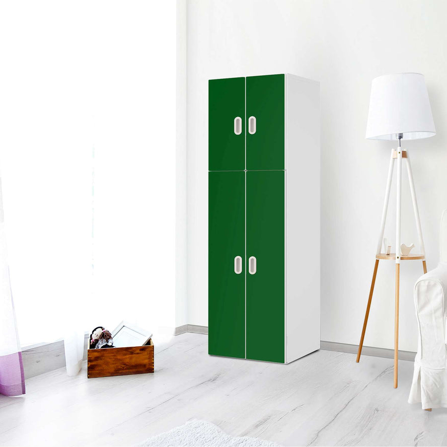Selbstklebende Folie Grün Dark - IKEA Stuva / Fritids kombiniert - 2 große Türen und 2 kleine Türen - Kinderzimmer