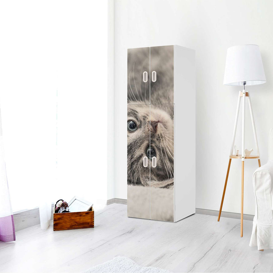 Selbstklebende Folie Kitty the Cat - IKEA Stuva / Fritids kombiniert - 2 große Türen und 2 kleine Türen - Kinderzimmer