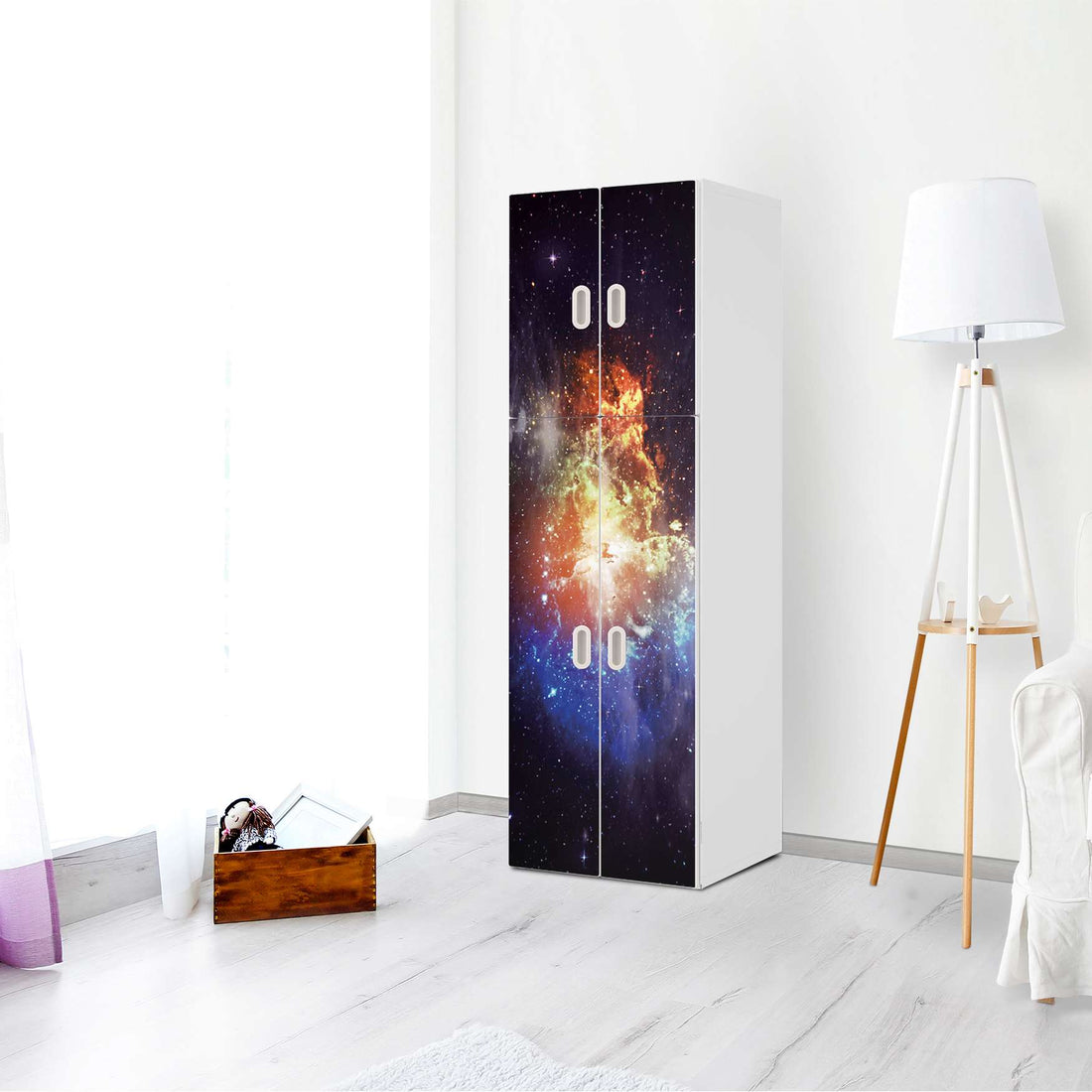 Selbstklebende Folie Nebula - IKEA Stuva / Fritids kombiniert - 2 große Türen und 2 kleine Türen - Kinderzimmer