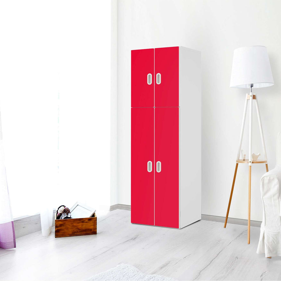 Selbstklebende Folie Rot Light - IKEA Stuva / Fritids kombiniert - 2 große Türen und 2 kleine Türen - Kinderzimmer