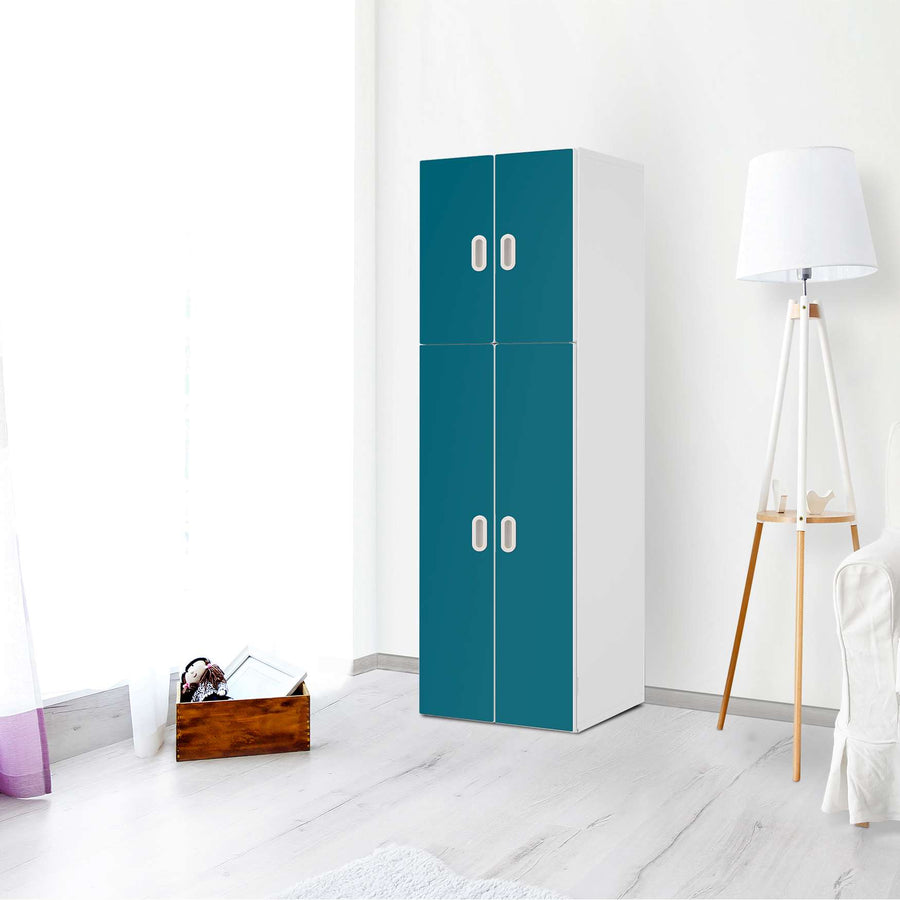 Selbstklebende Folie Türkisgrün Dark - IKEA Stuva / Fritids kombiniert - 2 große Türen und 2 kleine Türen - Kinderzimmer