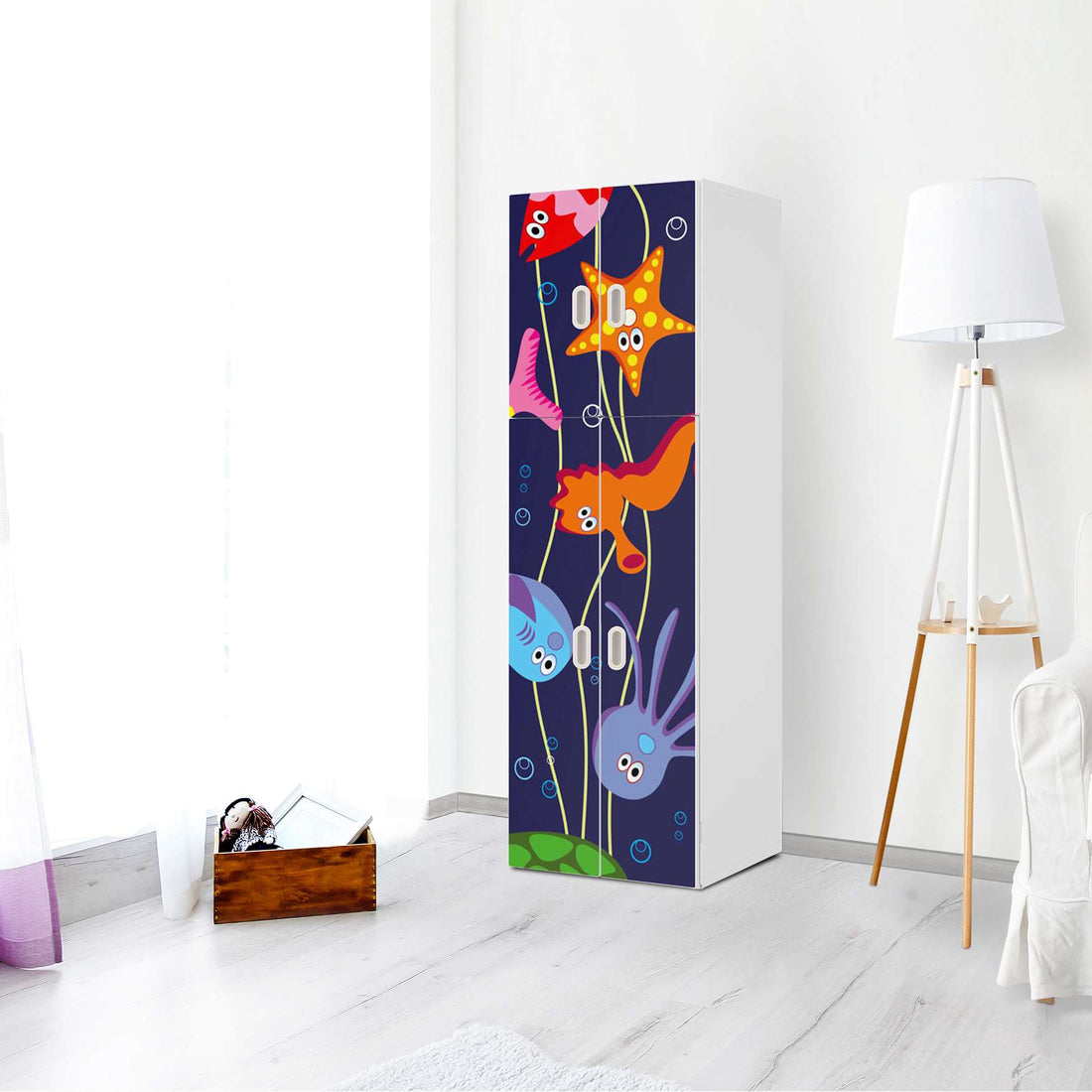 Selbstklebende Folie Underwater Life - IKEA Stuva / Fritids kombiniert - 2 große Türen und 2 kleine Türen - Kinderzimmer