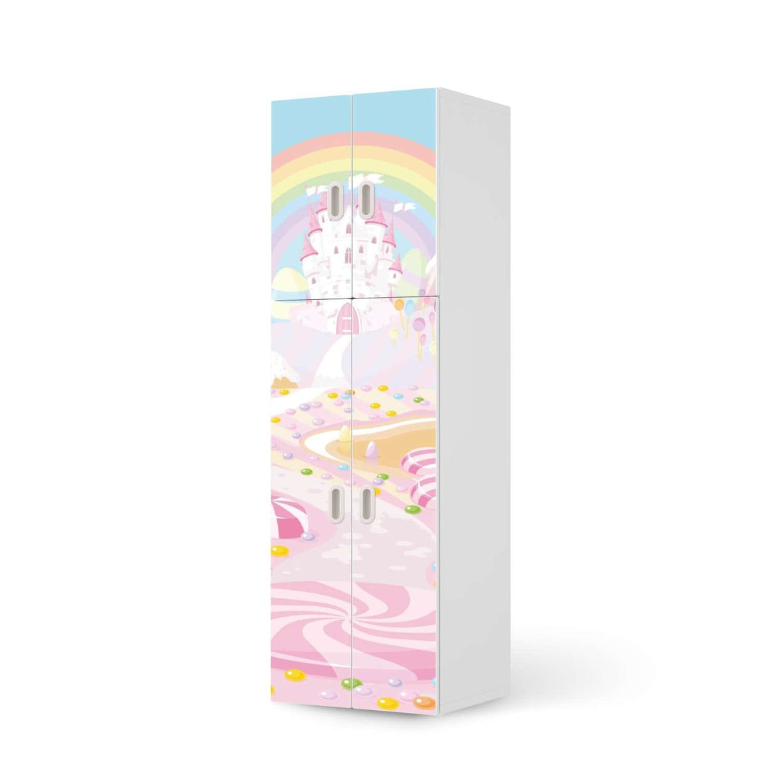 Selbstklebende Folie Candyland - IKEA Stuva / Fritids kombiniert - 2 große Türen und 2 kleine Türen  - weiss