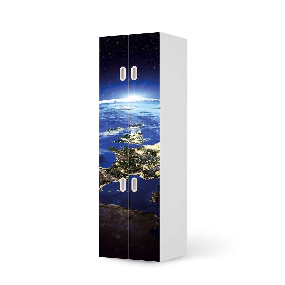 Selbstklebende Folie Earth View - IKEA Stuva / Fritids kombiniert - 2 große Türen und 2 kleine Türen  - weiss