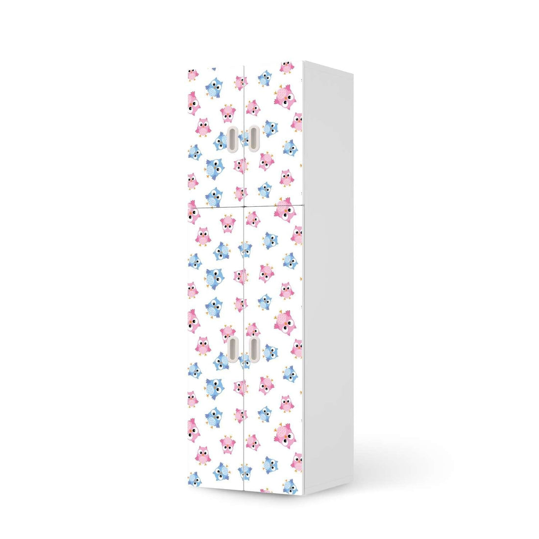 Selbstklebende Folie Eulenparty - IKEA Stuva / Fritids kombiniert - 2 große Türen und 2 kleine Türen  - weiss
