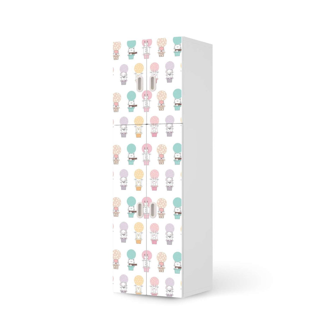 Selbstklebende Folie Flying Animals - IKEA Stuva / Fritids kombiniert - 2 große Türen und 2 kleine Türen  - weiss