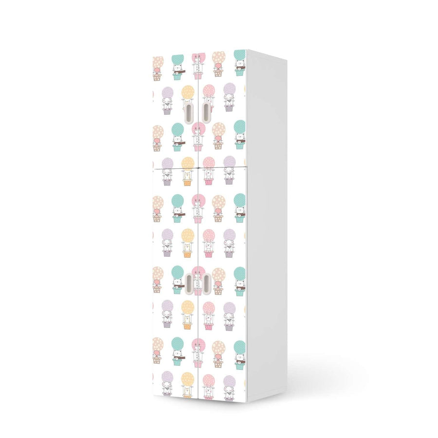 Selbstklebende Folie Flying Animals - IKEA Stuva / Fritids kombiniert - 2 große Türen und 2 kleine Türen  - weiss