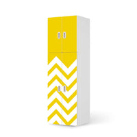 Selbstklebende Folie Gelbe Zacken - IKEA Stuva / Fritids kombiniert - 2 große Türen und 2 kleine Türen  - weiss