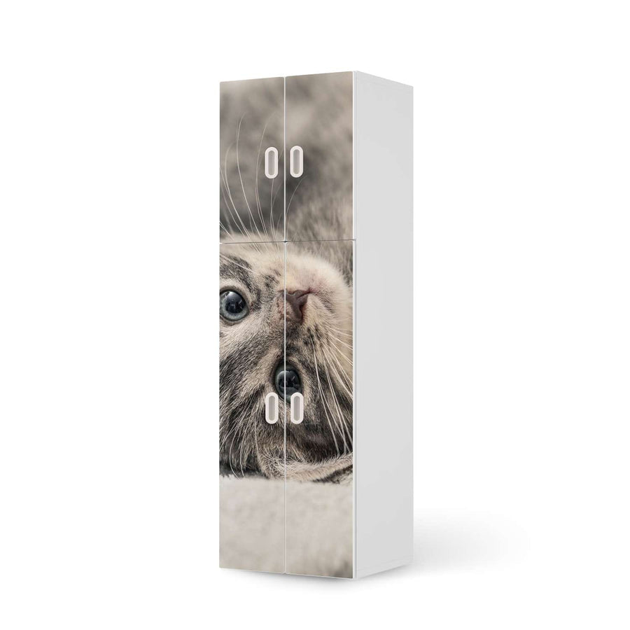 Selbstklebende Folie Kitty the Cat - IKEA Stuva / Fritids kombiniert - 2 große Türen und 2 kleine Türen  - weiss