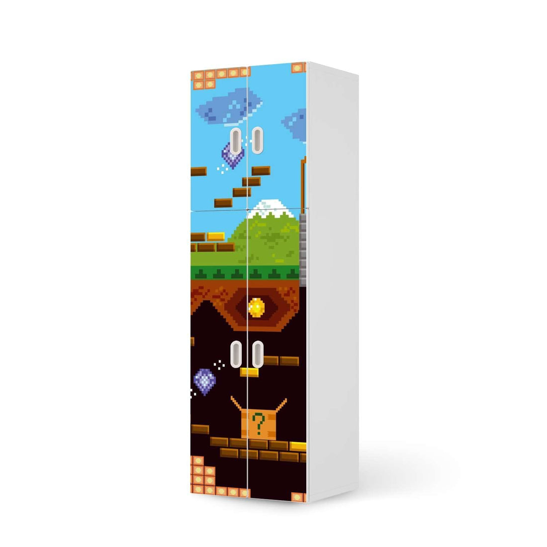 Selbstklebende Folie Pixelmania - IKEA Stuva / Fritids kombiniert - 2 große Türen und 2 kleine Türen  - weiss