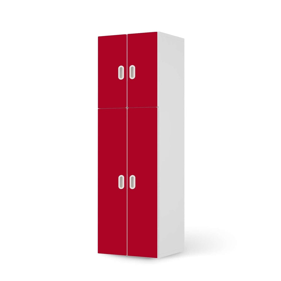 Selbstklebende Folie Rot Dark - IKEA Stuva / Fritids kombiniert - 2 große Türen und 2 kleine Türen  - weiss