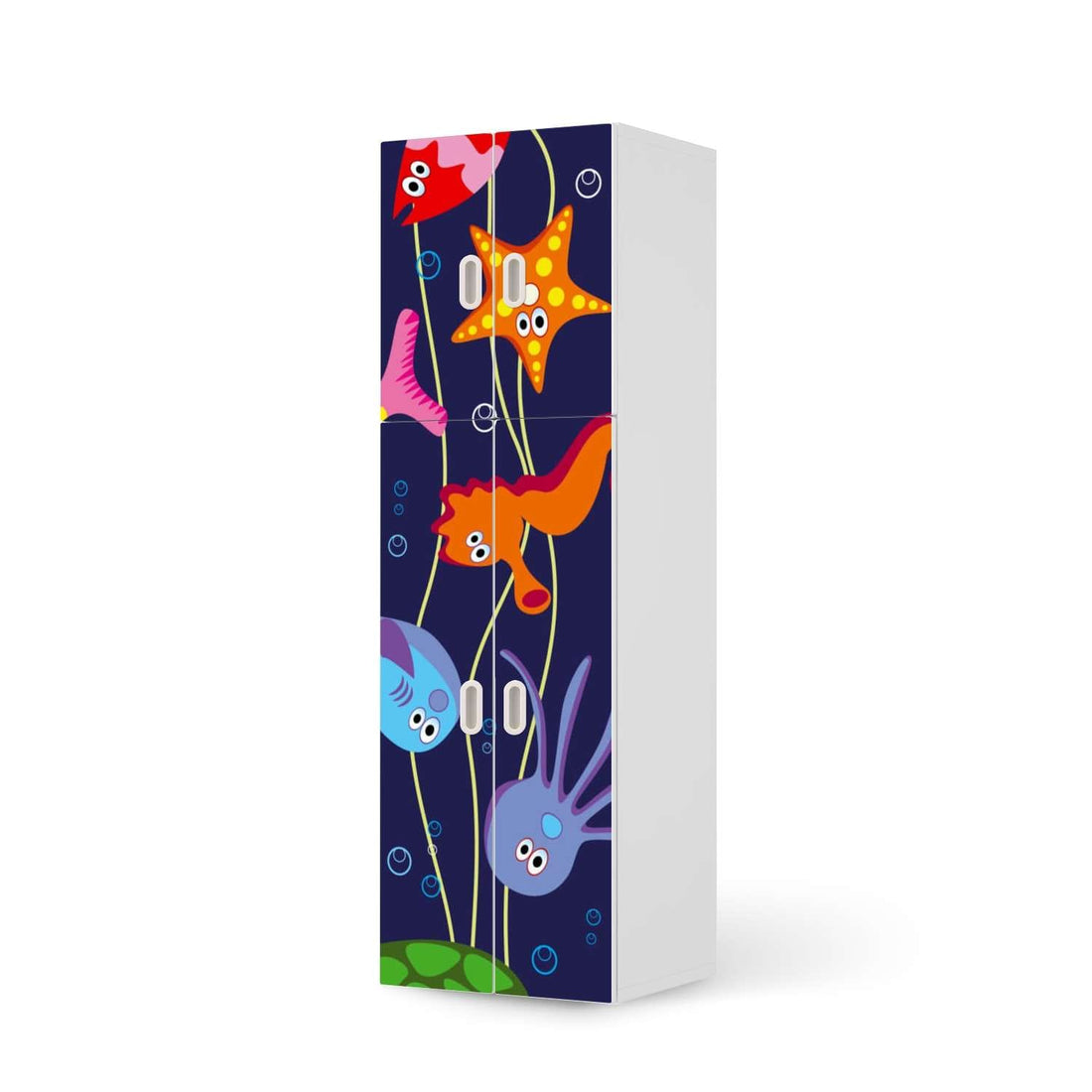 Selbstklebende Folie Underwater Life - IKEA Stuva / Fritids kombiniert - 2 große Türen und 2 kleine Türen  - weiss