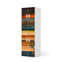 Selbstklebende Folie Wooden - IKEA Stuva / Fritids kombiniert - 2 große Türen und 2 kleine Türen  - weiss