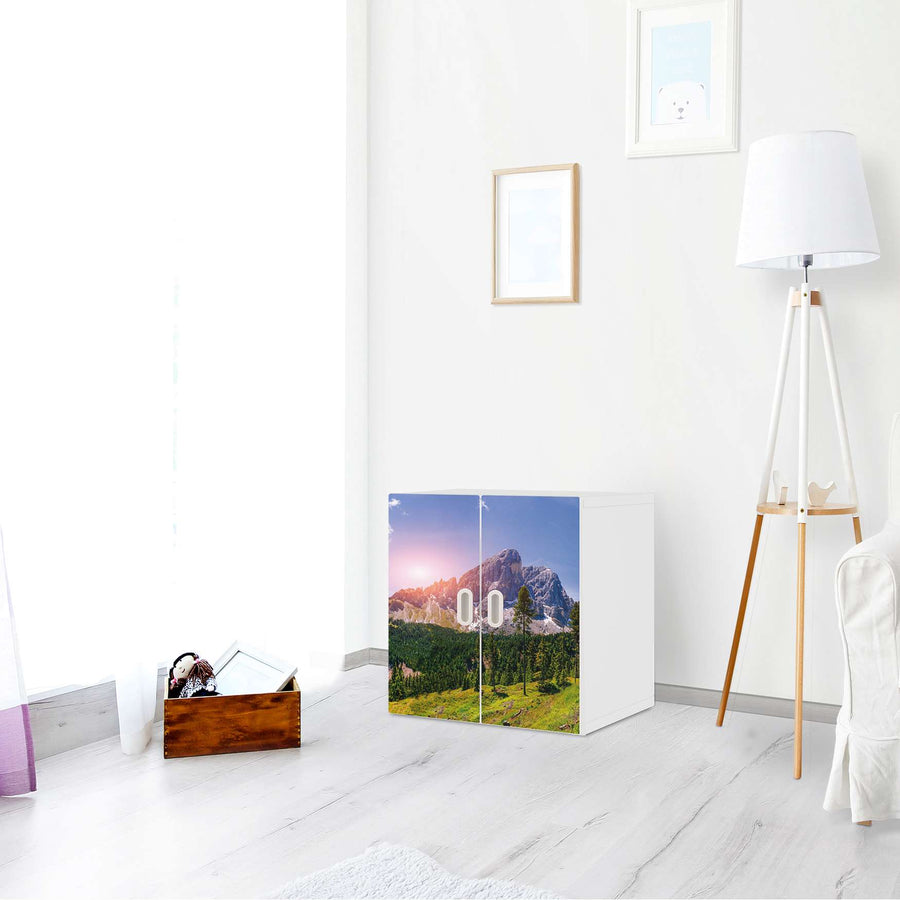 Selbstklebende Folie Alpenblick - IKEA Stuva / Fritids Schrank - 2 kleine Türen - Kinderzimmer