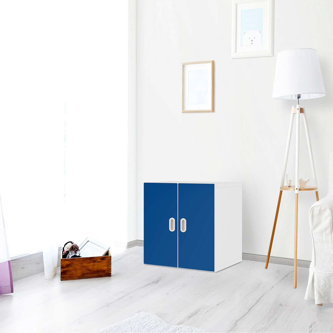 Selbstklebende Folie Blau Dark - IKEA Stuva / Fritids Schrank - 2 kleine Türen - Kinderzimmer