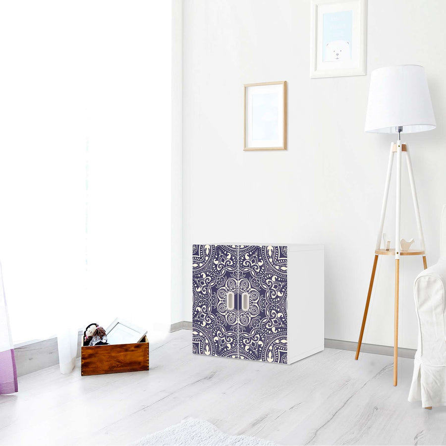 Selbstklebende Folie Blue Mandala - IKEA Stuva / Fritids Schrank - 2 kleine Türen - Kinderzimmer