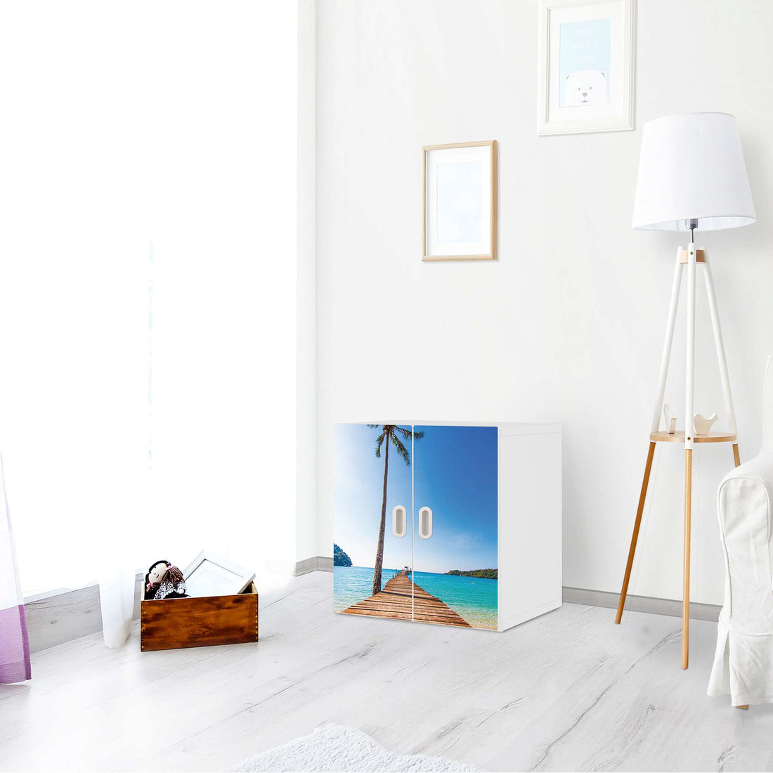 Selbstklebende Folie Caribbean - IKEA Stuva / Fritids Schrank - 2 kleine Türen - Kinderzimmer