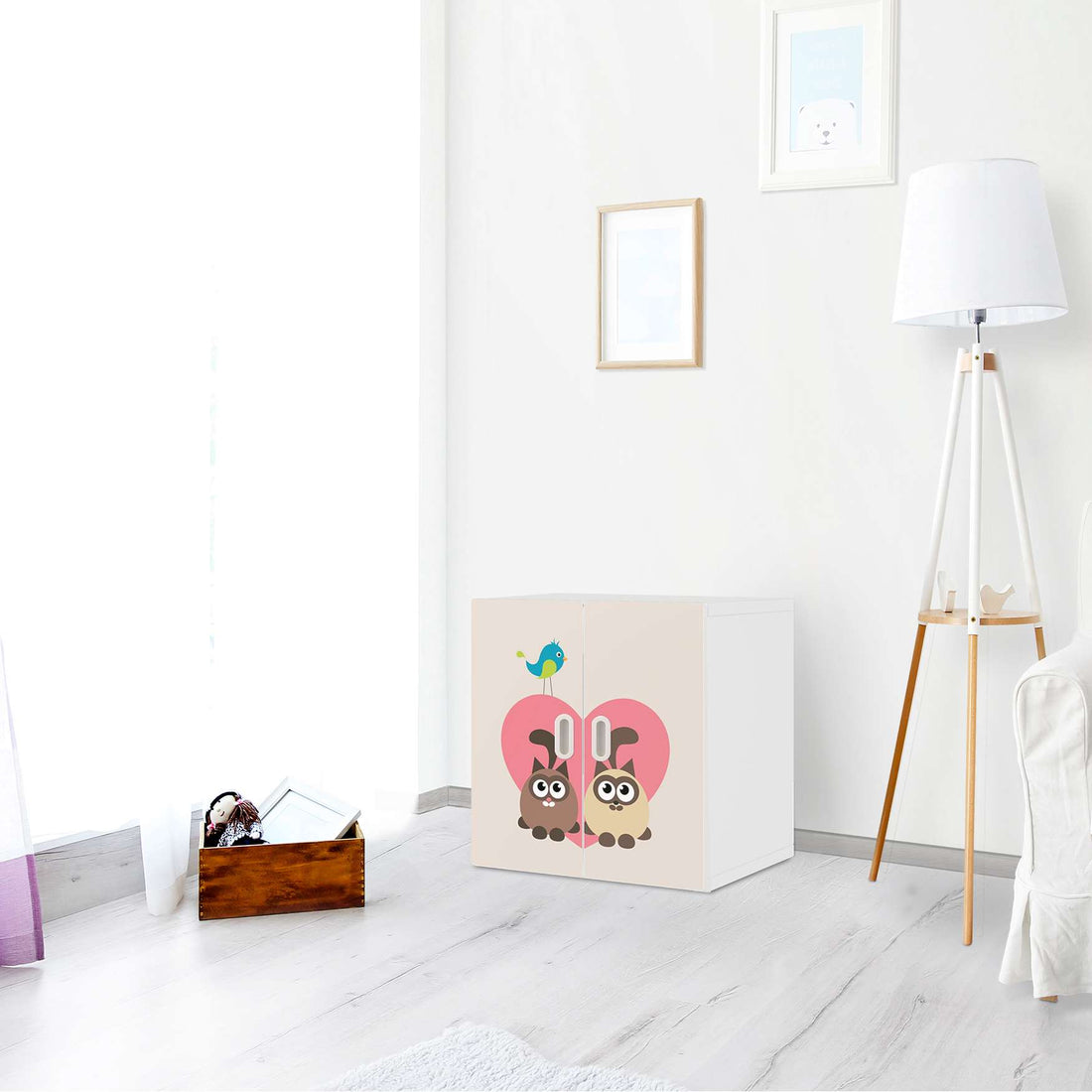 Selbstklebende Folie Cats Heart - IKEA Stuva / Fritids Schrank - 2 kleine Türen - Kinderzimmer