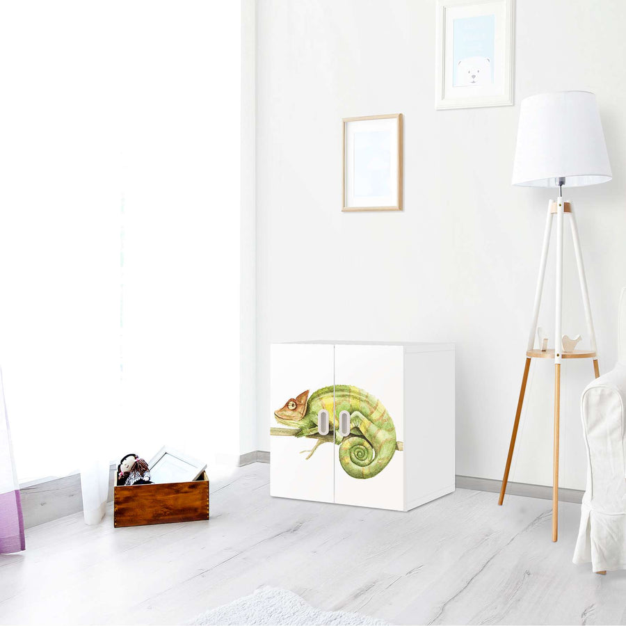 Selbstklebende Folie Chameleon - IKEA Stuva / Fritids Schrank - 2 kleine Türen - Kinderzimmer