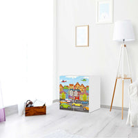 Selbstklebende Folie City Life - IKEA Stuva / Fritids Schrank - 2 kleine Türen - Kinderzimmer
