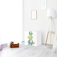 Selbstklebende Folie Elephants - IKEA Stuva / Fritids Schrank - 2 kleine Türen - Kinderzimmer