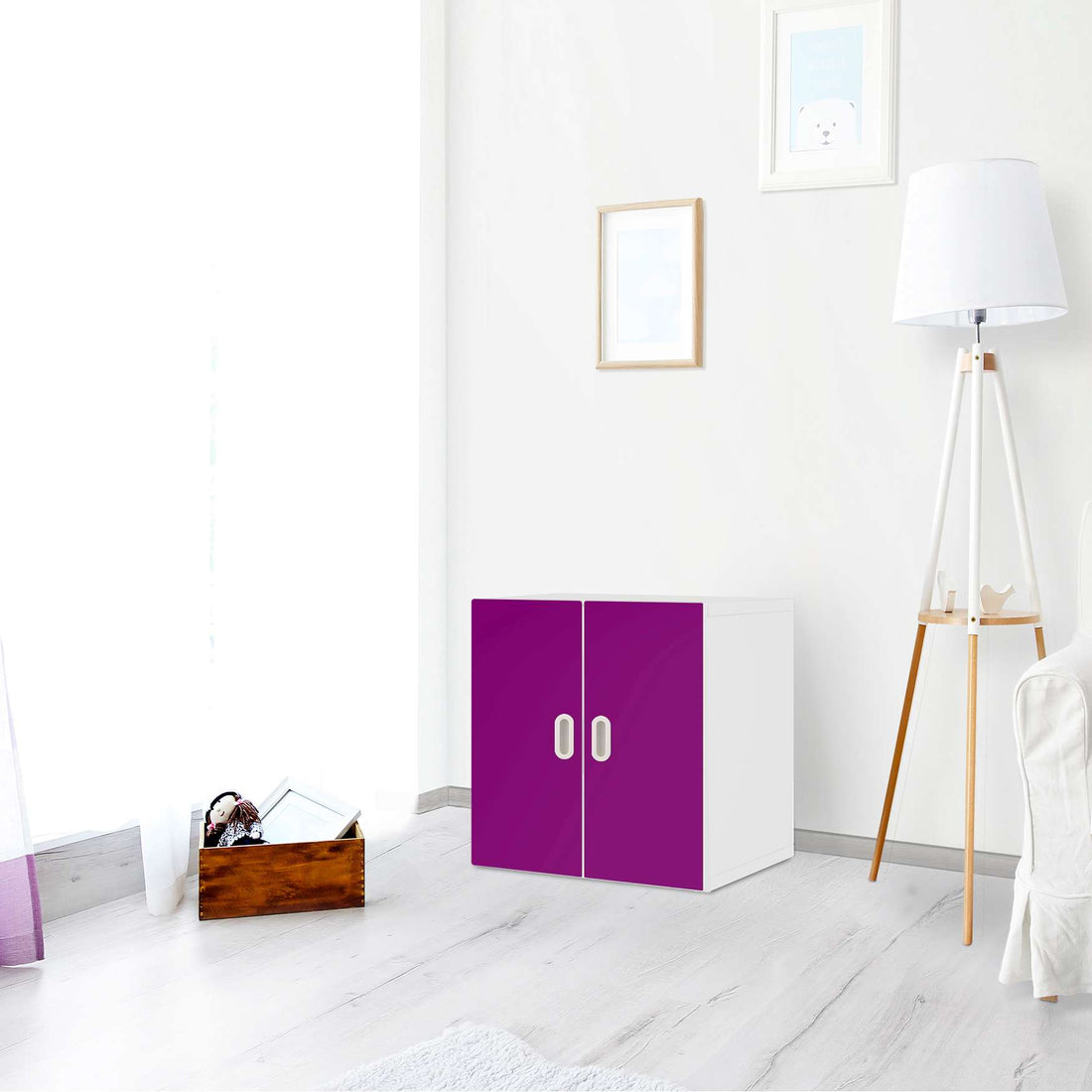 Selbstklebende Folie Flieder Dark - IKEA Stuva / Fritids Schrank - 2 kleine Türen - Kinderzimmer