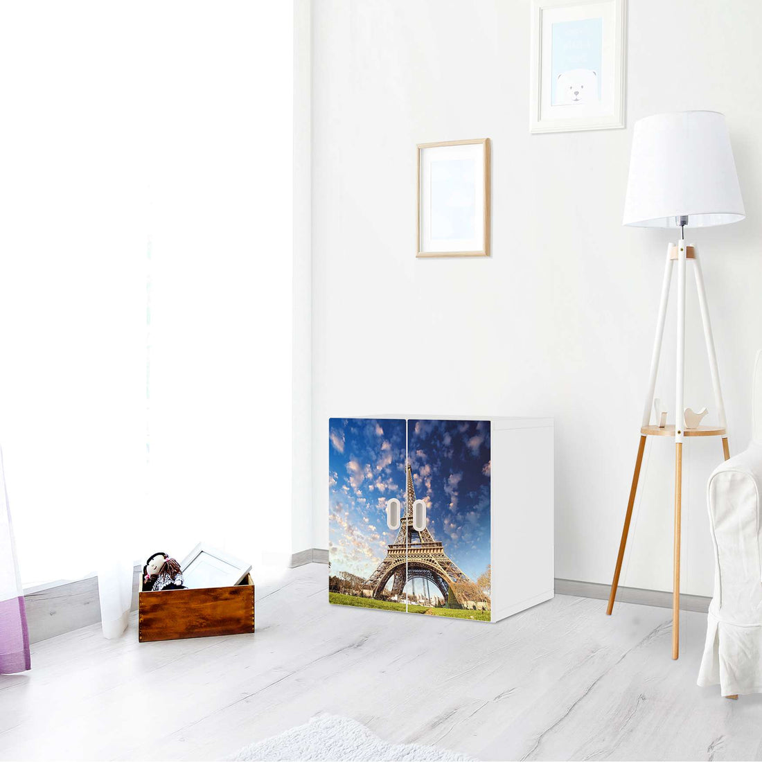 Selbstklebende Folie La Tour Eiffel - IKEA Stuva / Fritids Schrank - 2 kleine Türen - Kinderzimmer