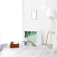 Selbstklebende Folie Palmen mint - IKEA Stuva / Fritids Schrank - 2 kleine Türen - Kinderzimmer