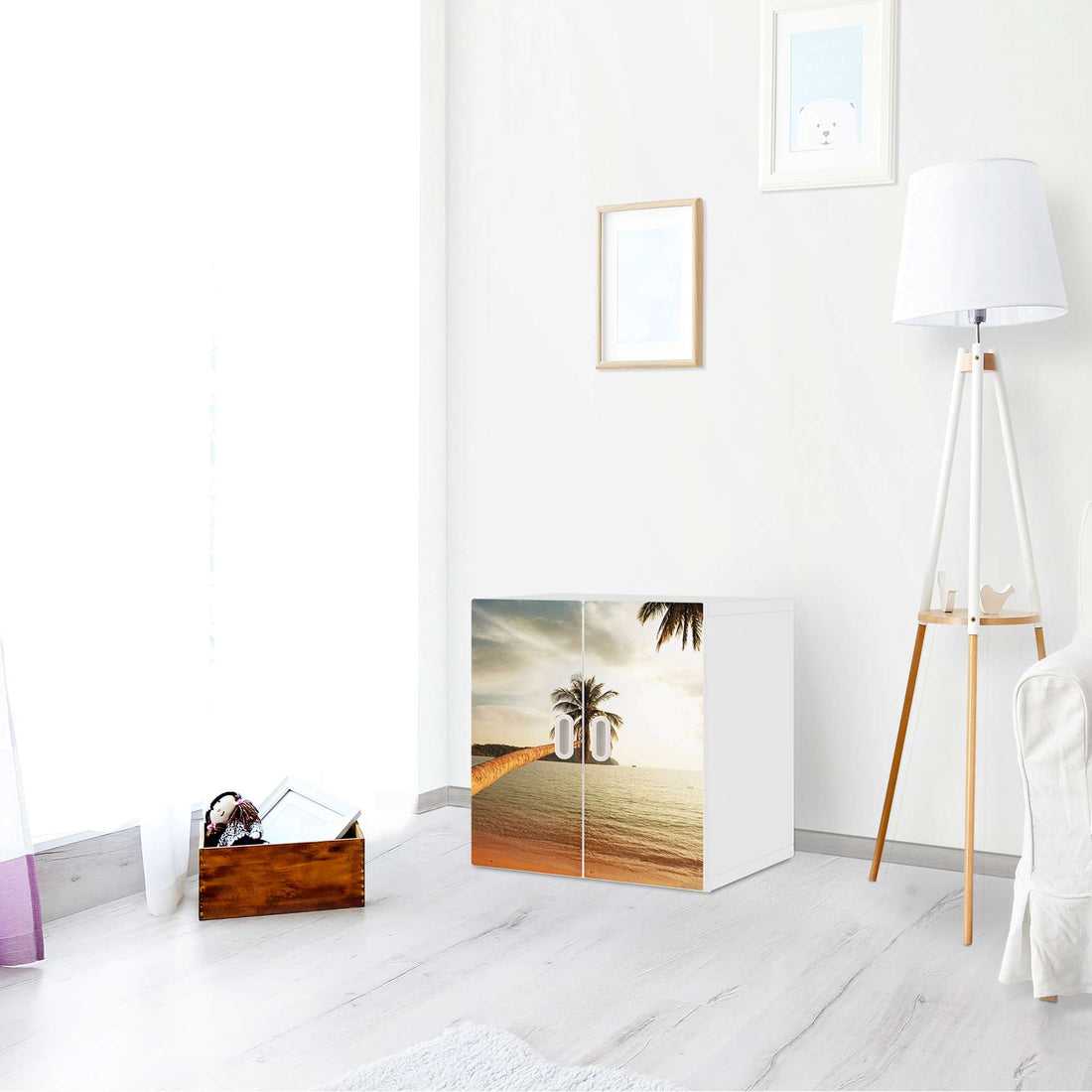 Selbstklebende Folie Paradise - IKEA Stuva / Fritids Schrank - 2 kleine Türen - Kinderzimmer