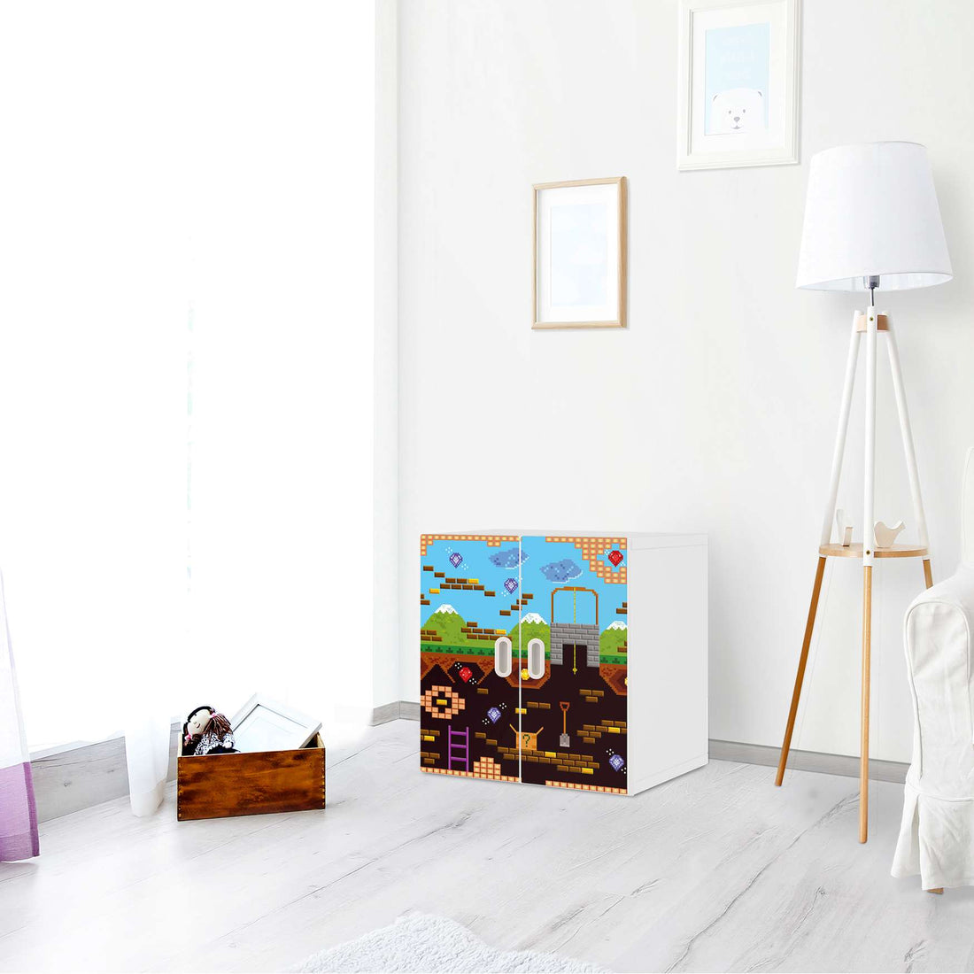 Selbstklebende Folie Pixelmania - IKEA Stuva / Fritids Schrank - 2 kleine Türen - Kinderzimmer
