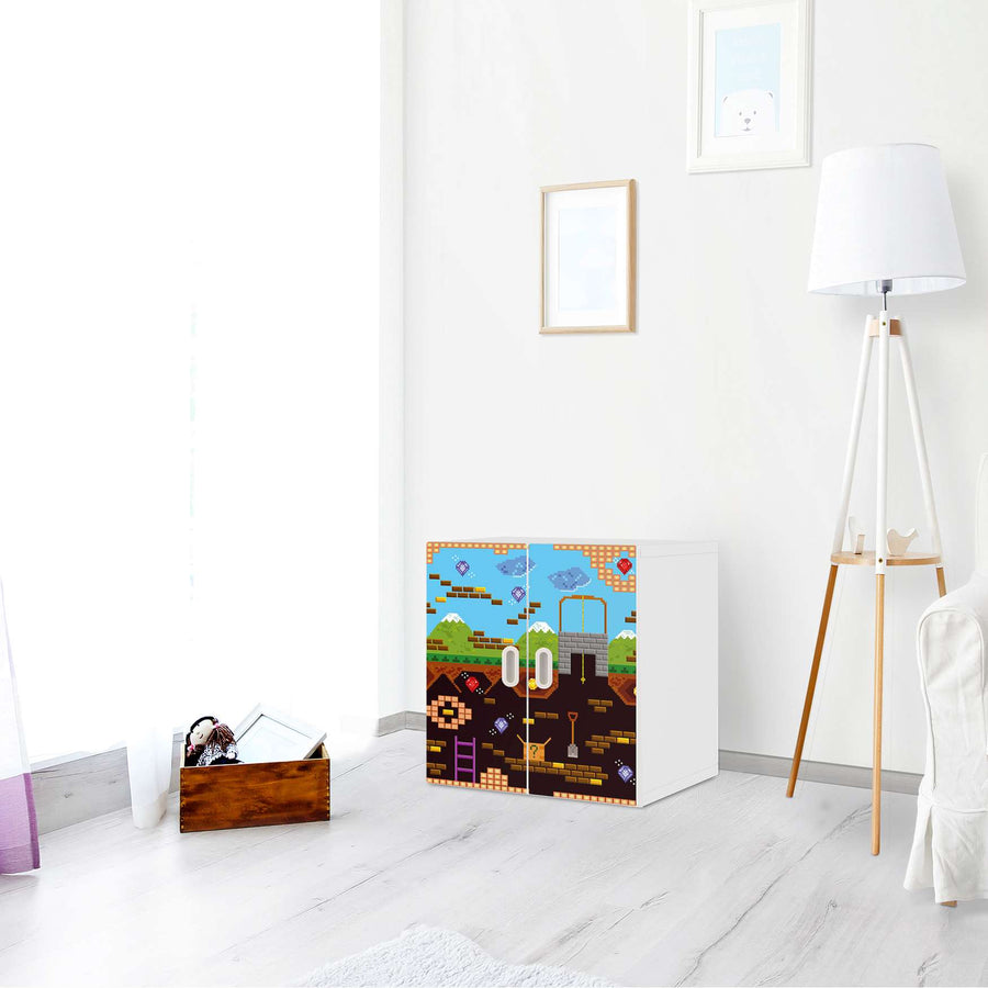 Selbstklebende Folie Pixelmania - IKEA Stuva / Fritids Schrank - 2 kleine Türen - Kinderzimmer