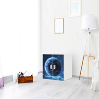 Selbstklebende Folie Planet Blue - IKEA Stuva / Fritids Schrank - 2 kleine Türen - Kinderzimmer