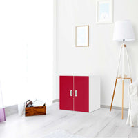 Selbstklebende Folie Rot Dark - IKEA Stuva / Fritids Schrank - 2 kleine Türen - Kinderzimmer