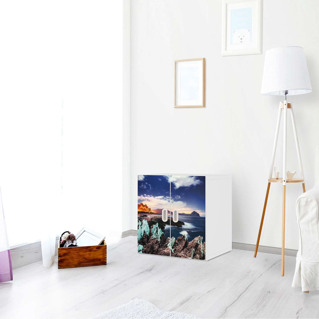 Selbstklebende Folie Seaside - IKEA Stuva / Fritids Schrank - 2 kleine Türen - Kinderzimmer