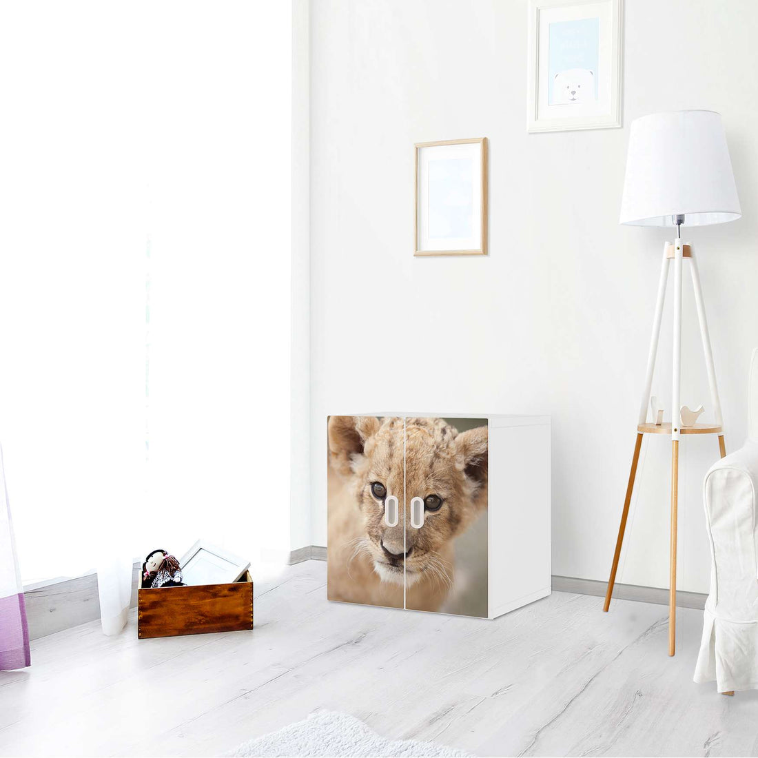 Selbstklebende Folie Simba - IKEA Stuva / Fritids Schrank - 2 kleine Türen - Kinderzimmer