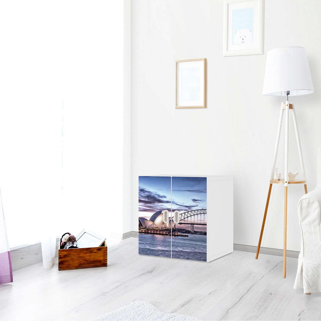 Selbstklebende Folie Sydney - IKEA Stuva / Fritids Schrank - 2 kleine Türen - Kinderzimmer