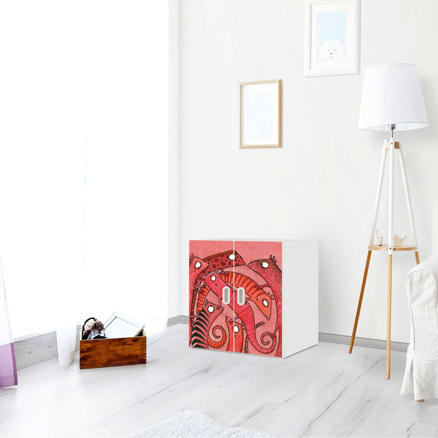Selbstklebende Folie Wer mit wem - IKEA Stuva / Fritids Schrank - 2 kleine Türen - Kinderzimmer