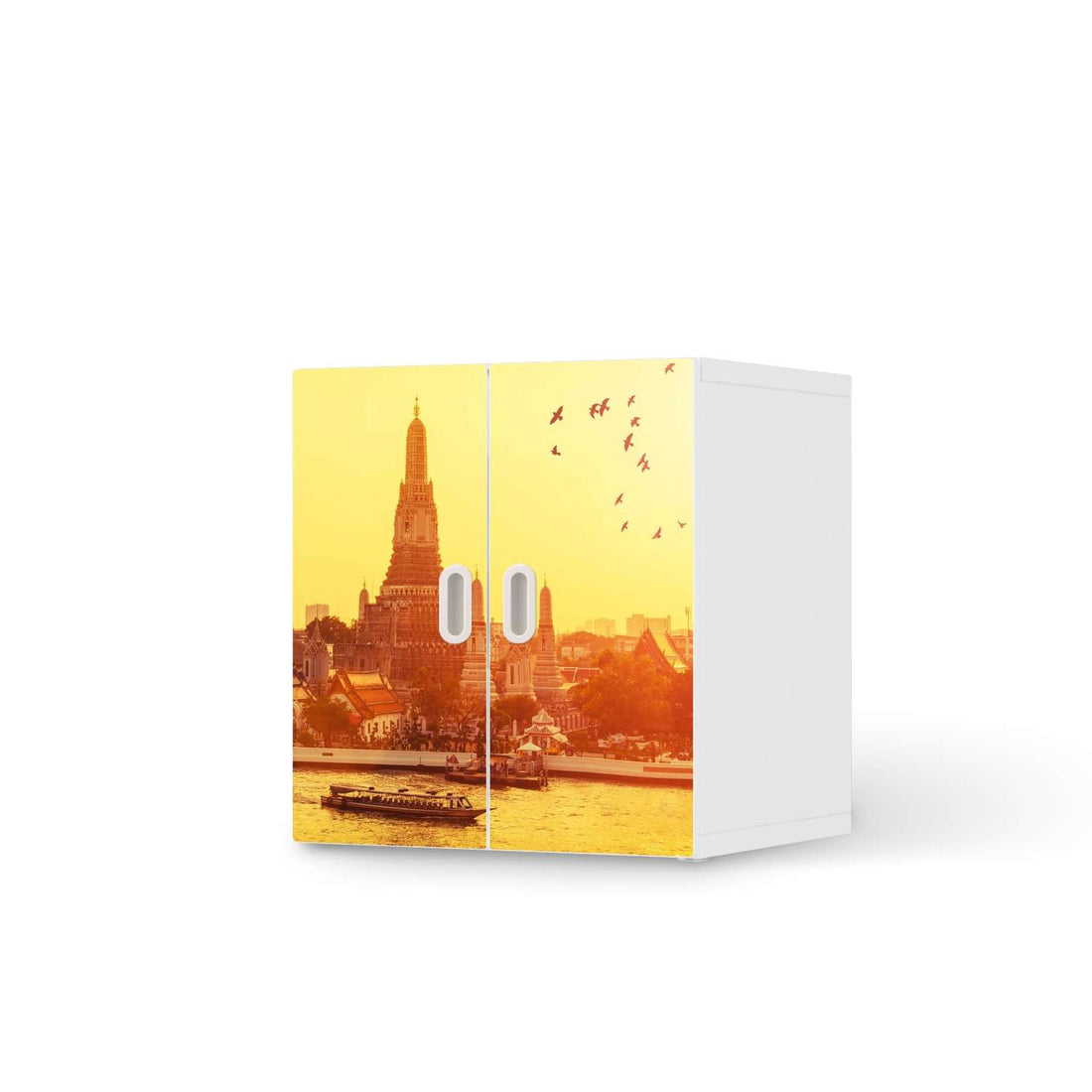 Selbstklebende Folie Bangkok Sunset - IKEA Stuva / Fritids Schrank - 2 kleine Türen  - weiss