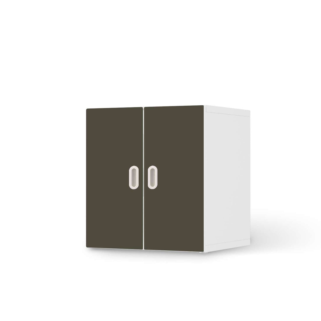 Selbstklebende Folie Braungrau Dark - IKEA Stuva / Fritids Schrank - 2 kleine Türen  - weiss