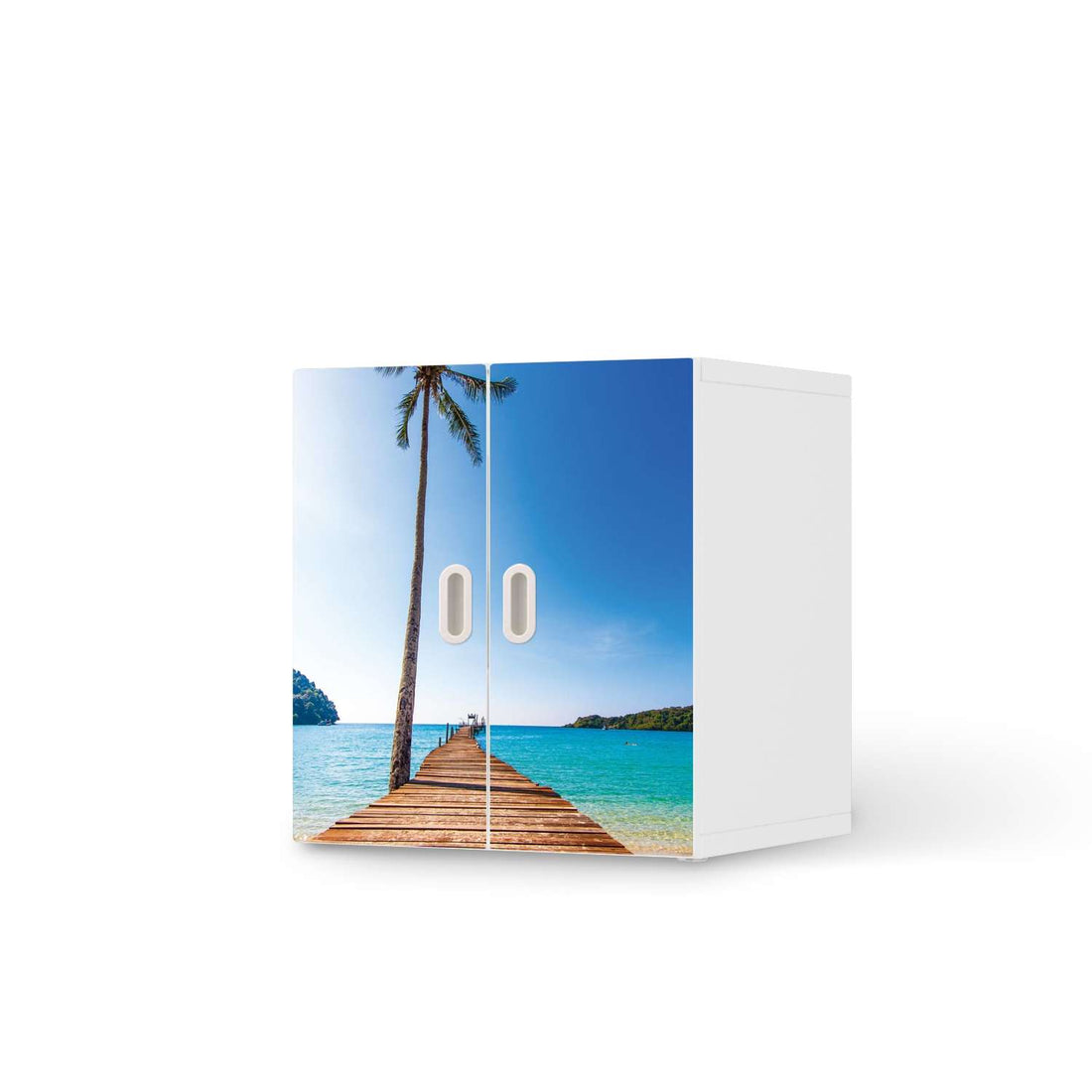 Selbstklebende Folie Caribbean - IKEA Stuva / Fritids Schrank - 2 kleine Türen  - weiss