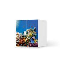 Selbstklebende Folie Coral Reef - IKEA Stuva / Fritids Schrank - 2 kleine Türen  - weiss
