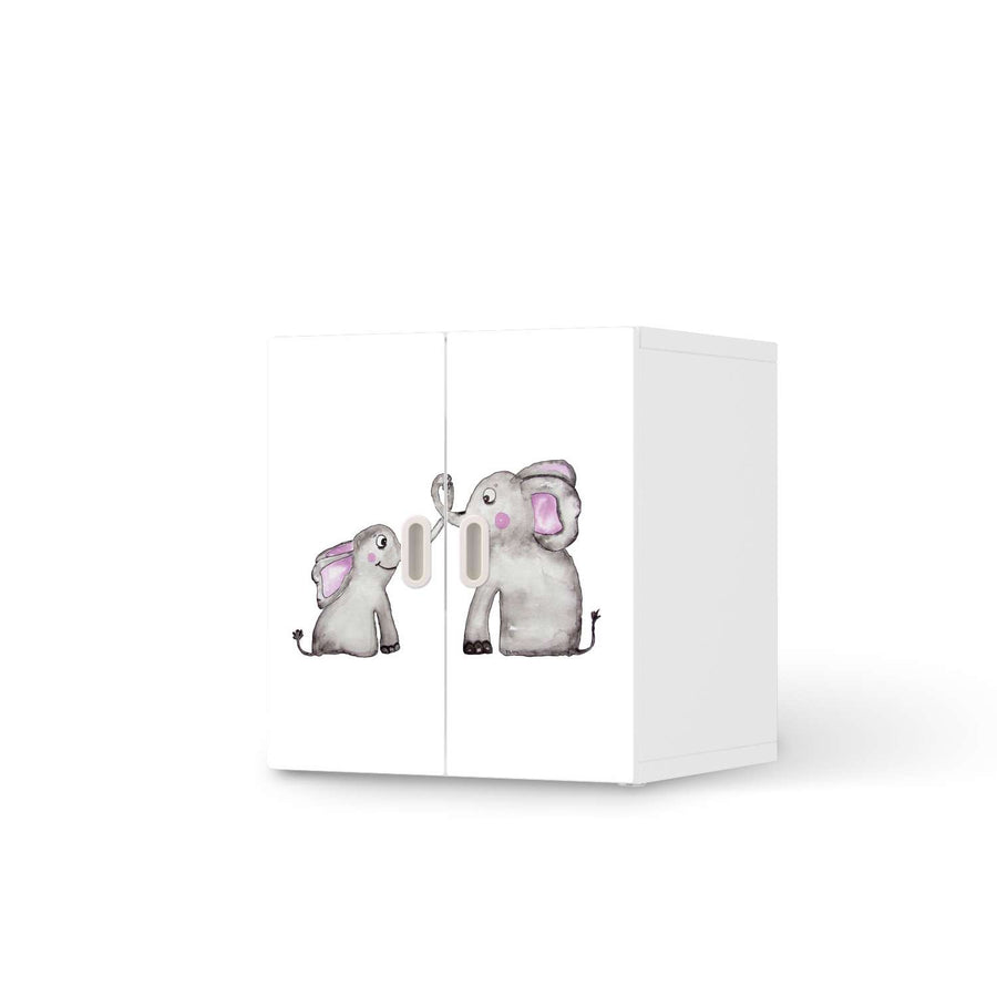 Selbstklebende Folie Elefanten - IKEA Stuva / Fritids Schrank - 2 kleine Türen  - weiss