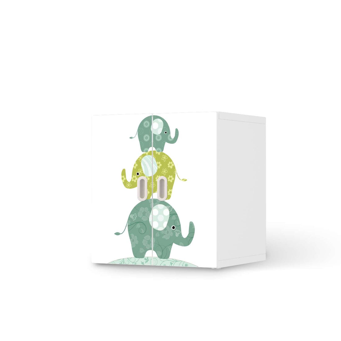 Selbstklebende Folie Elephants - IKEA Stuva / Fritids Schrank - 2 kleine Türen  - weiss