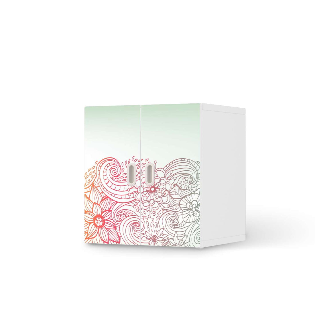 Selbstklebende Folie Floral Doodle - IKEA Stuva / Fritids Schrank - 2 kleine Türen  - weiss